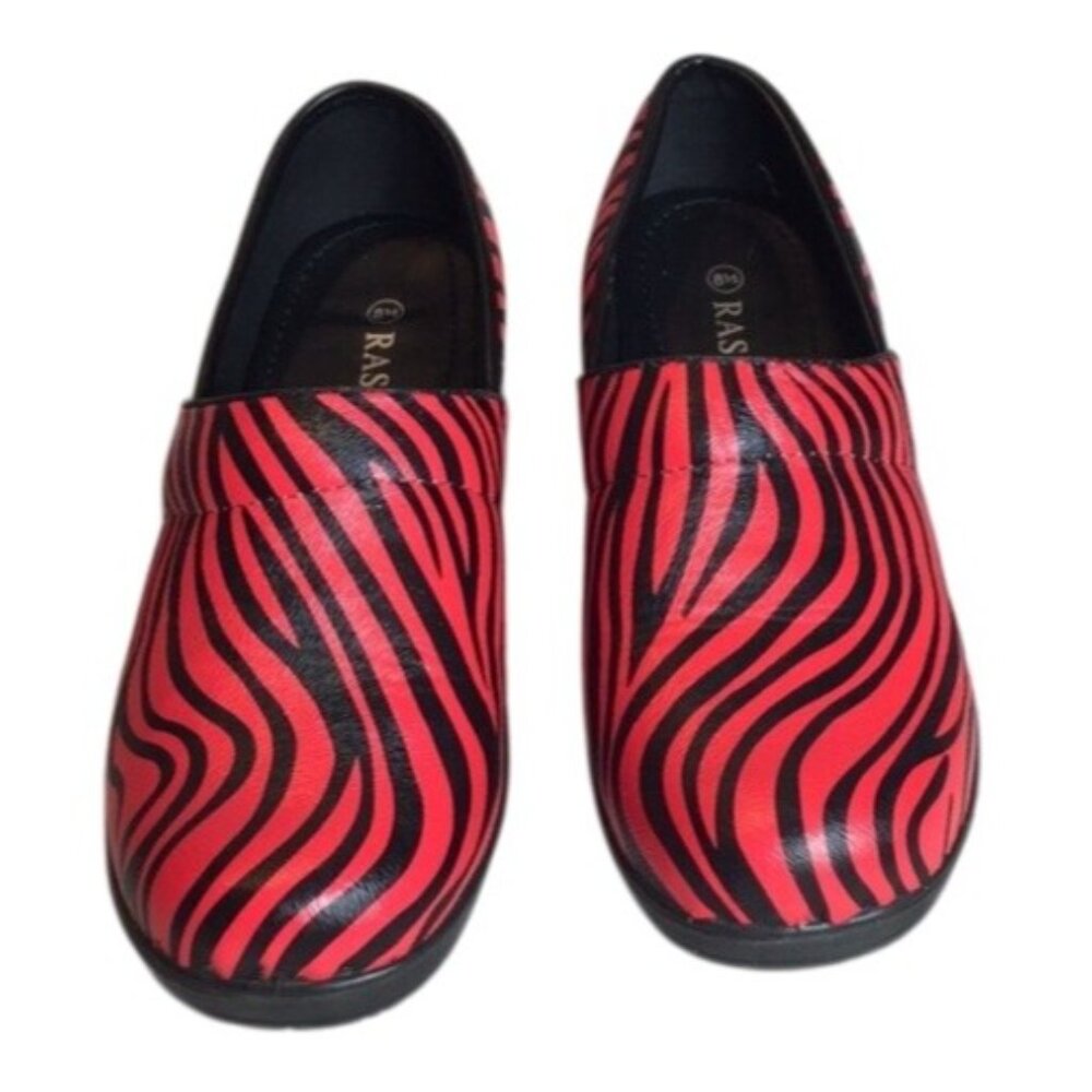 Rasolli Red & Black Zebra Print Slip-On Shoes Size 8.5